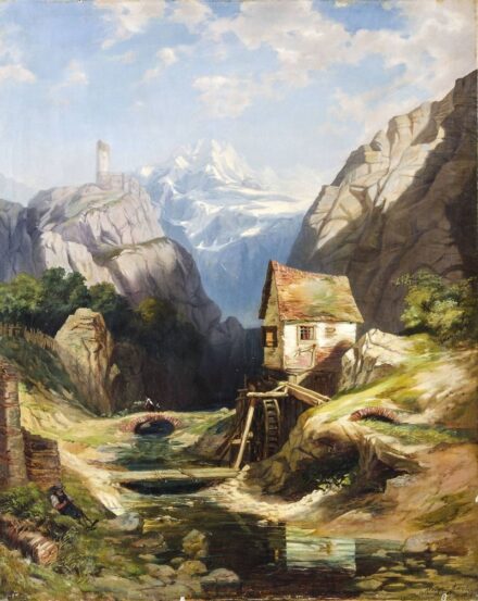 97. tétel, Alpesi patak vízimalommal, 1853