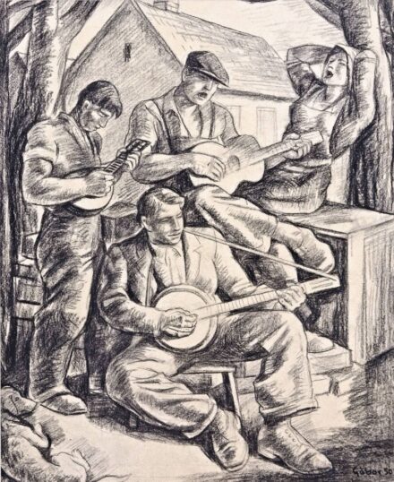 379. tétel, Mulatozó ifjú munkások, 1950
