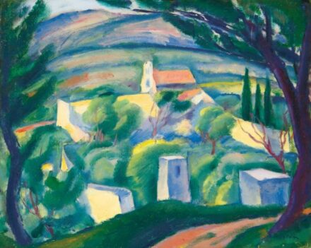 184. tétel, Falu domboldalon, 1912 körül