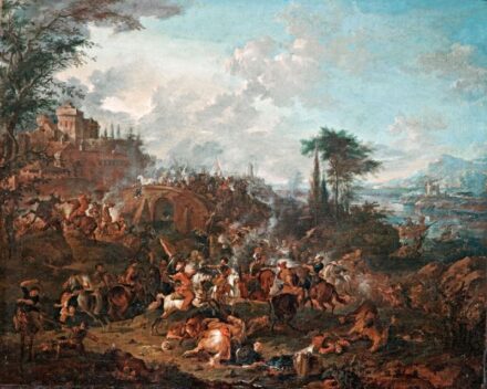 87. tétel, Bredael II, Jan Peter Van (1683-1735): Csatajelenet, 1720 körül  VÉDETT-NO EXPORT