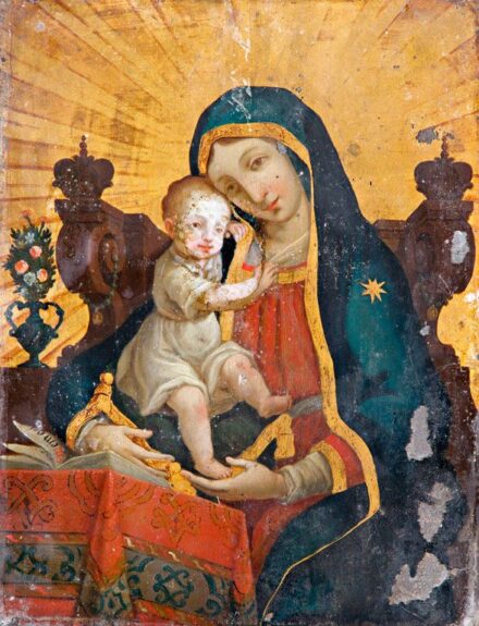 120. tétel, Osztrák festő, 18. sz.: Madonna a gyermek Jézussal
