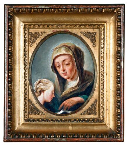 125. tétel, Osztrák festő, 1800 körül: Mária neveltetése