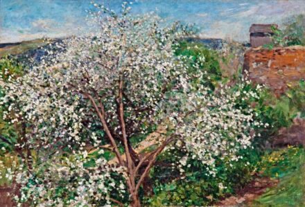 195. tétel, Edvi-Illés Aladár (1870-1958): Virágzó szilvafák   VÉDETT-NO EXPORT