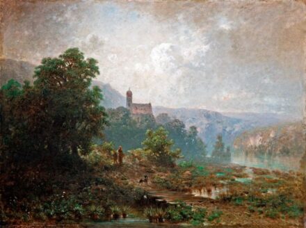 198. tétel, Malecki, Wladislav Alexander (1836-1900): Dombos táj folyócskával, 1869