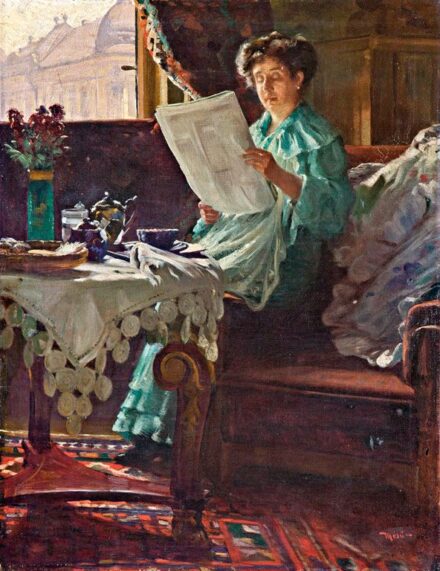205. tétel, Mérő István (1873-1938): Délutáni újságolvasás