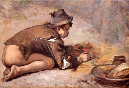 215. tétel, Valentiny János (1842-1902): Tűzgyújtó legényke