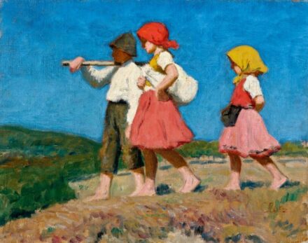 222. tétel, Glatz Oszkár (1872-1958): Gyerekek a domboldalon