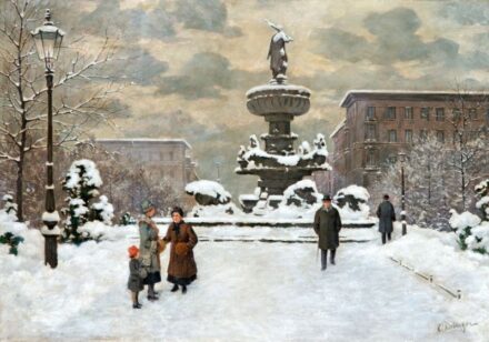 238. tétel, Dinger, Otto (1860-1921): Téli utcarészlet