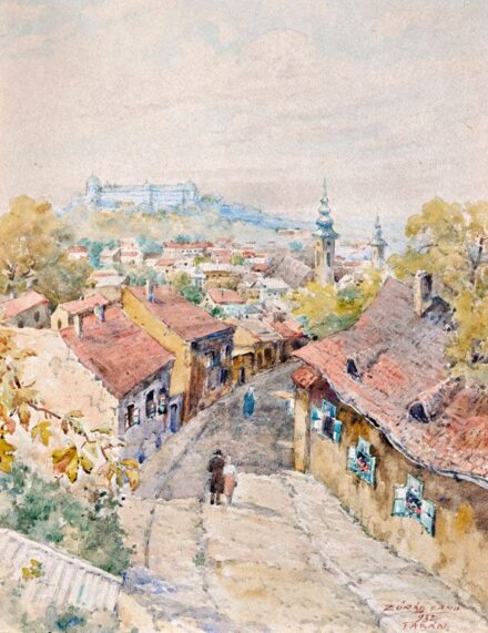 247. tétel, Zórád Ernő (1911-2004): Tabáni utcarészlet, 1932