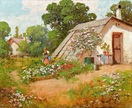 408. tétel, Neogrády László (1896-1962): Virágoskertben