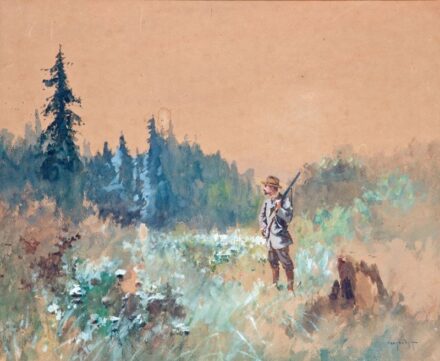409. tétel, Neogrády Antal (1861-1942): Figyelő vadász