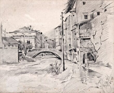 441. tétel, ifj. Nagy jelzéssel: A Ponte Veneziano Borgoban, 1918