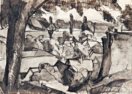 481. tétel, Reysser Ottó József (működött 1927-32 között Paizs-Goebel Jenő iskolájában): Szentendrei házak, 1928