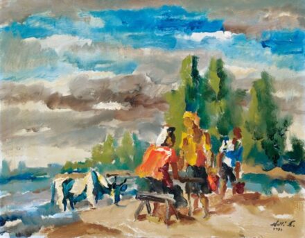 485. tétel, Holló László (1887-1976): Beszélgetők, 1973