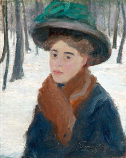 515. tétel, Színes Elemér (1886-?): "Télen a ligetben", 1907