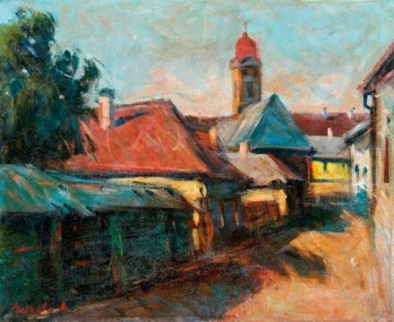 527. tétel, Mikola András (1884-1970): Nagybányai részlet, 1928