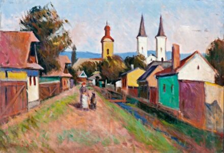 528. tétel, Mikola András (1884-1970): Felsőbányai utcarészlet