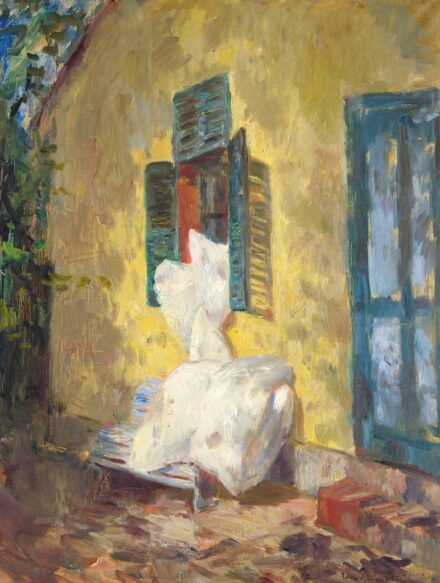 197. tétel, Iványi-Grünwald Béla (1867-1940), Kirakták az ágyneműt, Balatonlelle, 1937