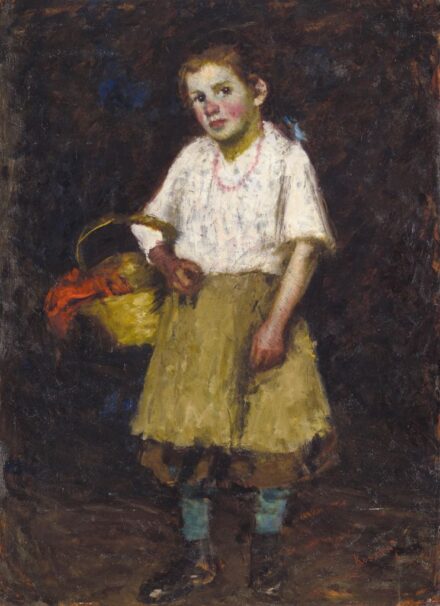 172. tétel, Koszta József (1861-1949), Kislány kosárral, 1916 körül