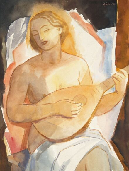 143. tétel, Gábor Jenő (1893-1968), Nő lanttal, 1959