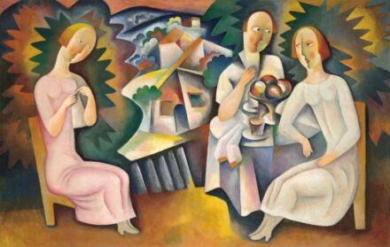 93. tétel, Kádár Béla (1877-1956), Beszélgetők szabadban, 1928 körül