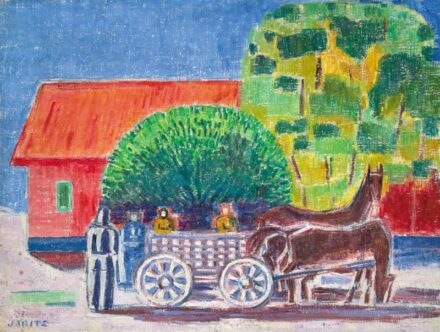 83. tétel, Járitz Józsa (1893-1986), Lovasfogat házzal