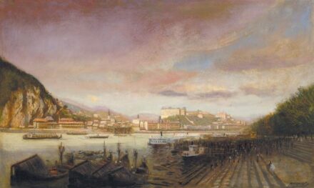 21. tétel, Mednyánszky László (1852-1919), A Vár látképe az épülő Erzsébet híddal, 1898