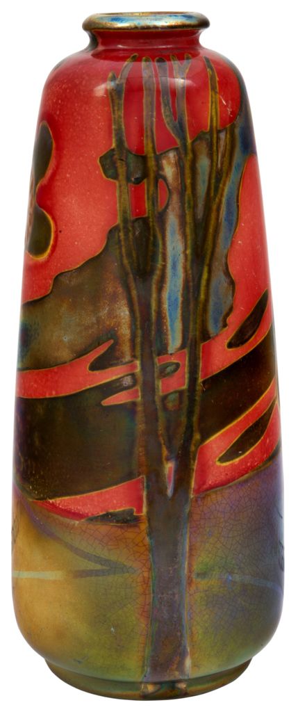 2. tétel, Zsolnay, Váza, körbefutó tájábrázolással, Zsolnay, 1900 körül