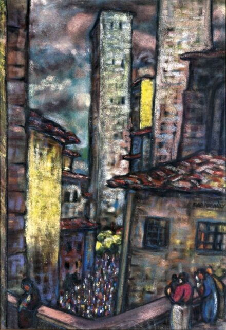 260. tétel,  Kis piac San Gimignano tornyai alatt, 1939