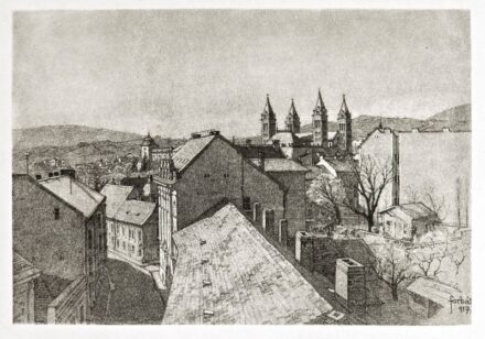 151. tétel,  Kilátás a pécsi székesegyházra, 1917