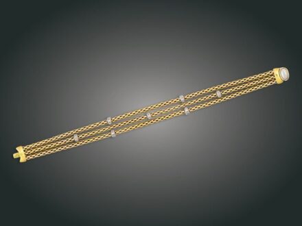 222. tétel, Karkötő, Fope, 18 k au, 56 bril. cca. 0,30 ct, 26,2 g