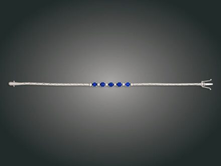 190. tétel, Karkötő, 14 k au, 5 zafír cca. 2,00 ct, 6 bril. cca. 0,20 ct, 8,6 g