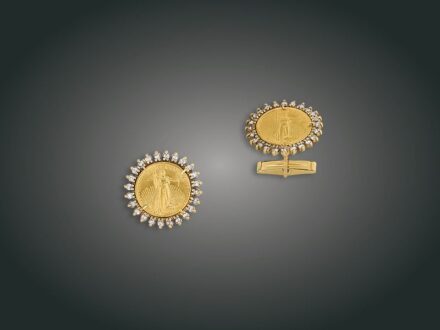 171. tétel, Kézelő, 18 k au, 48 bril. cca. 1,00 ct, 15,2 g