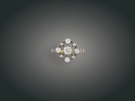 127. tétel, Gyűrű, 14 k au, 13 bril. cca. 1,20 ct, 3,7 g