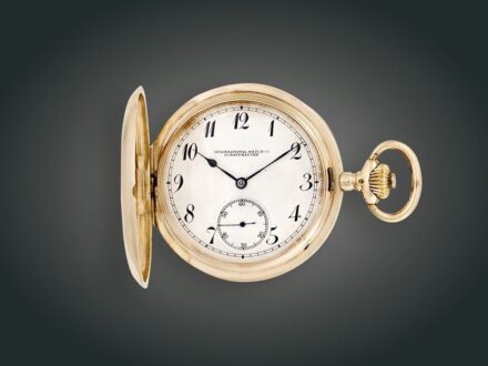 99. tétel, Zsebóra, IWC, 14 k au, br. 100,9 g