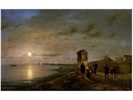 272. tétel, Canella, Giuseppe: Holdfényes tengerpart (1838)