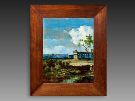 641. tétel, Zsolnay falikép - Paestum látképe