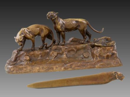 542. tétel, Szecessziós íróasztal készlet