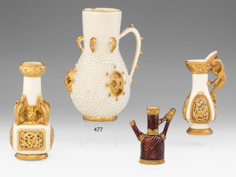 477. tétel, Zsolnay díszkorsó