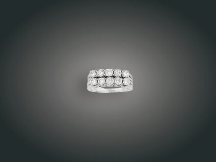 215. tétel, Gyűrű, 14 k au, 10 bril. cca. 1,50 ct, 8,2 g