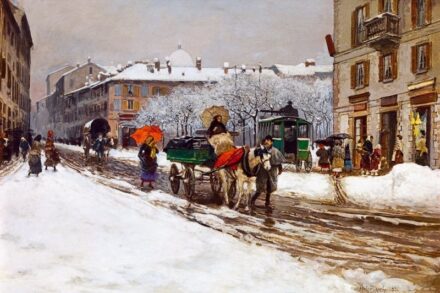 214. tétel, Téli utcakép, 1890