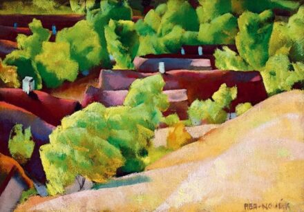 130. tétel, Napsütötte házak fák között, 1920-as évek eleje