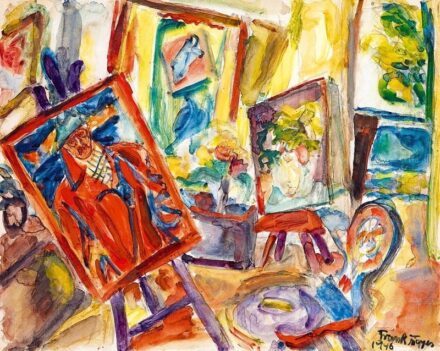 127. tétel, Műterem (Festőállvány önarcképpel), 1946
