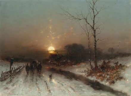 260. tétel, Thomassin, Désiré (1858-1933): Téli naplemente