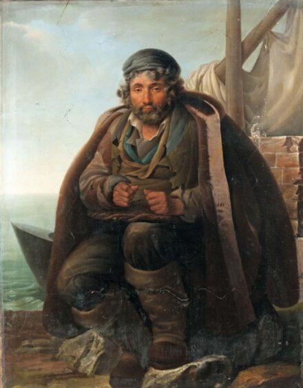 259. tétel, Német festő, 19. sz. közepe: Halász