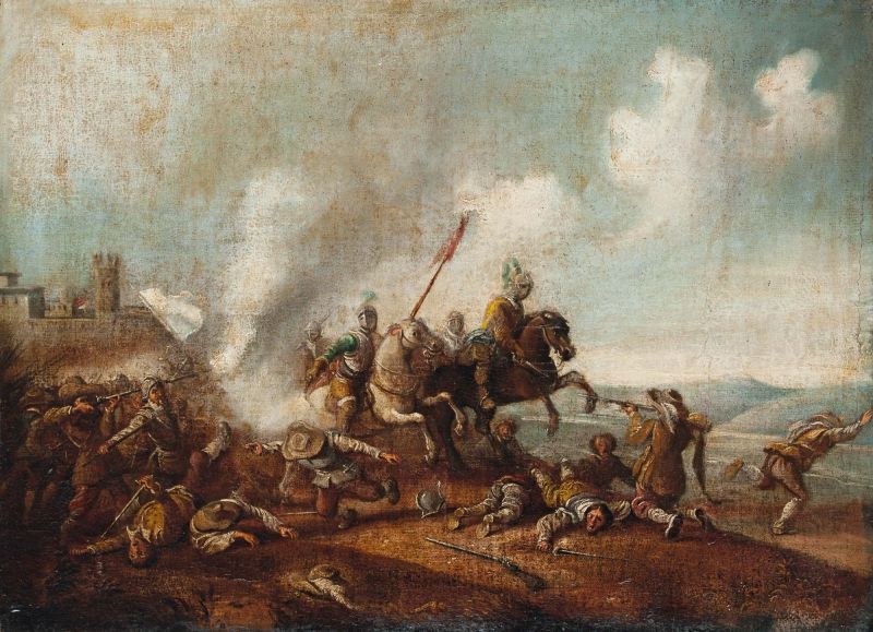 200. tétel, Holland festő, 18. sz.: Csatajelenet