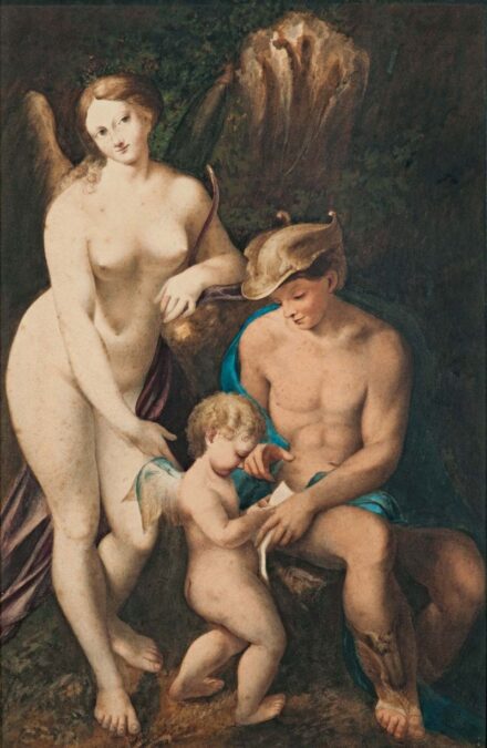 155. tétel, Correggio, Antonio (1489-1534) után, 19. sz.: Vénusz és Ámor Merkúrral