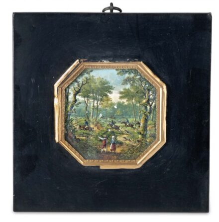 32. tétel, Angol festő, 1800 körül: Vadászat