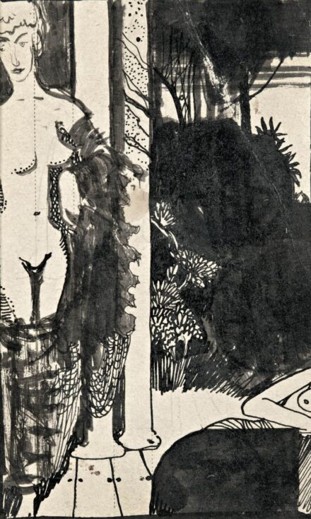 671. tétel, Tichy Kálmán (1888-1968): Szimbolikus jelenet - képeslap bátyjának, Tichy Gyulának