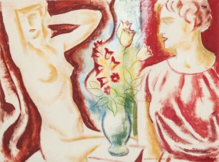 667. tétel, Gábor Jenő (1893-1968): Két nő virággal, 1935